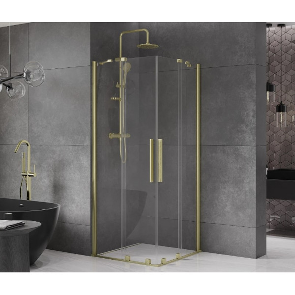Душова кабіна MEXEN VELAR DUO 80х80 BRUSHED GOLD