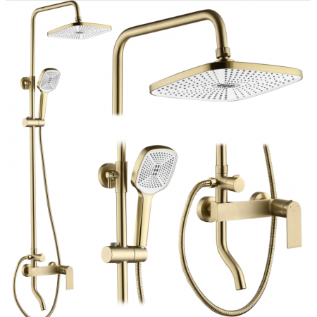 Душевой гарнитур REA STORM 2.0 BRUSHED GOLD с изливом