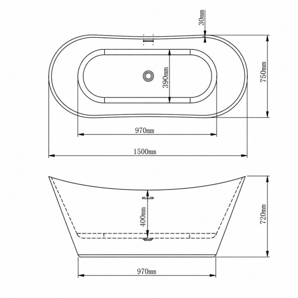 Ванна VBI MARMOLADA 150 x 75 отдельностоящая
