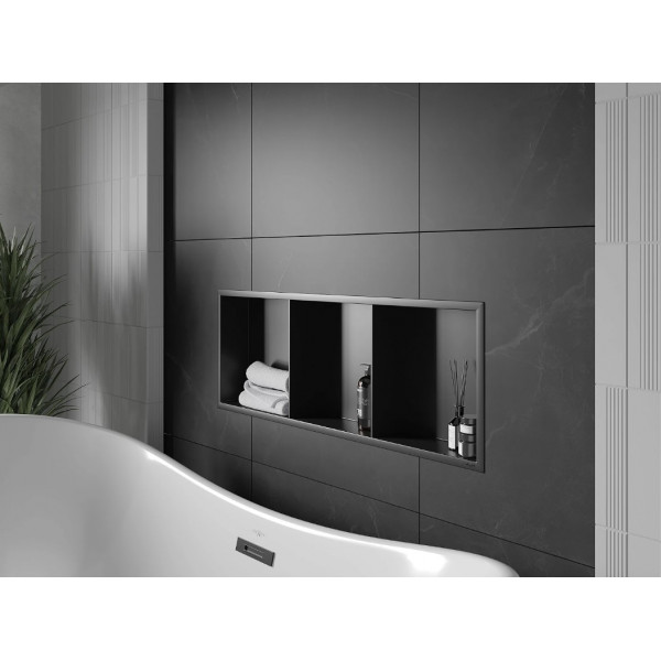Вбудована полиця MEXEN X-Wall-R 90 BLACK з обідком