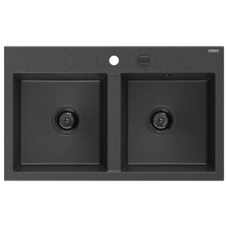 Гранітна кухонна мийка MEXEN HEKTOR BLACK GRANITE + сифон BLACK