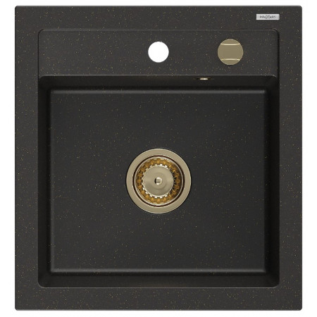 Гранітна кухонна мийка MEXEN VITO BLACK GOLD + сифон GOLD
