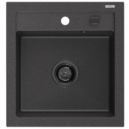 Гранітна кухонна мийка MEXEN VITO BLACK GRANITE + сифон BLACK
