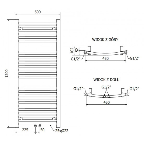 Сушка для рушників MEXEN ARES 120х50 WHITE 600W електрична