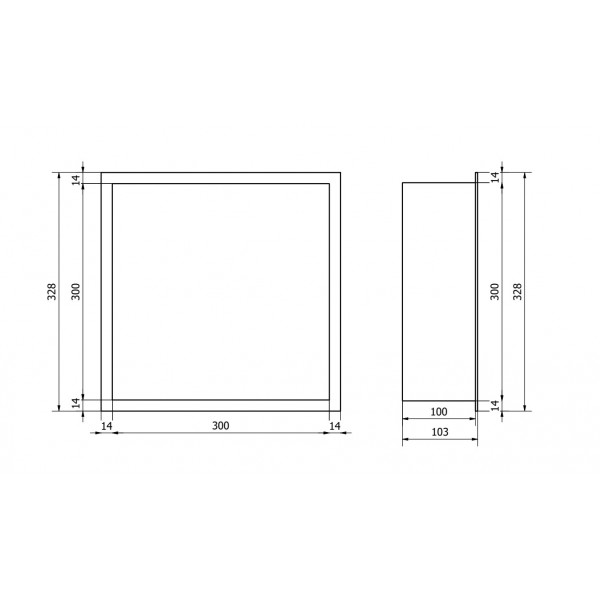 Вбудована полиця MEXEN X-Wall-R 30 BLACK з обідком *