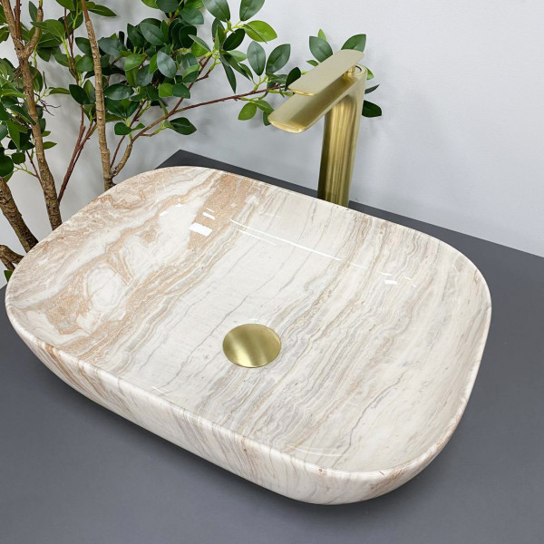Умывальник (раковина) VBI RAVENNA TRAVERTINE GLOSSY накладной