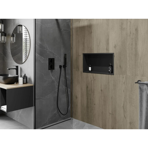 Вбудована полиця MEXEN X-Wall-R 60x30 BLACK з обідком