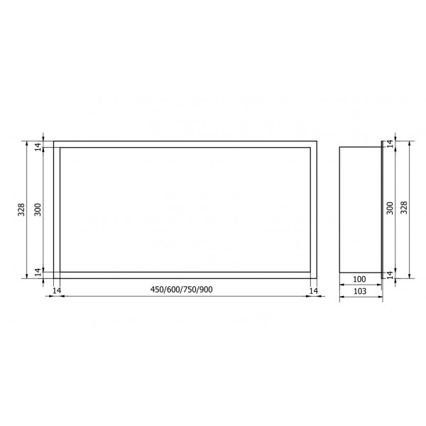 Вбудована полиця MEXEN X-Wall-R 45x30 GOLD з обідком