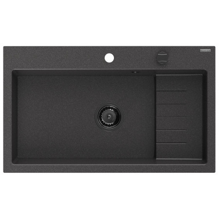 Гранітна кухонна мийка MEXEN OMAR BLACK GRANITE + сифон BLACK