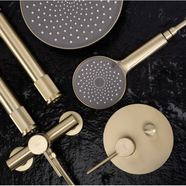 Душевая система REA LUNGO STRIPE BRUSHED GOLD + BOX скрытого монтажа