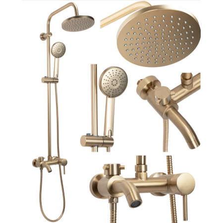 Душевой гарнитур REA LUIS BRUSHED GOLD матовое золото с изливом