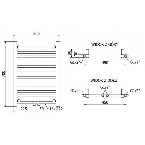 Сушка для рушників MEXEN MARS 70х50 WHITE 300W електрична
