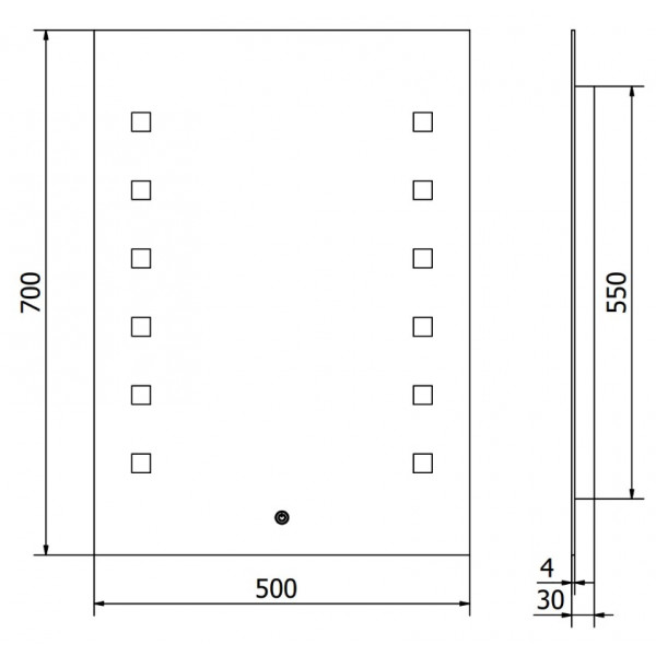 Дзеркало MEXEN NER 50x70 LED прямокутне