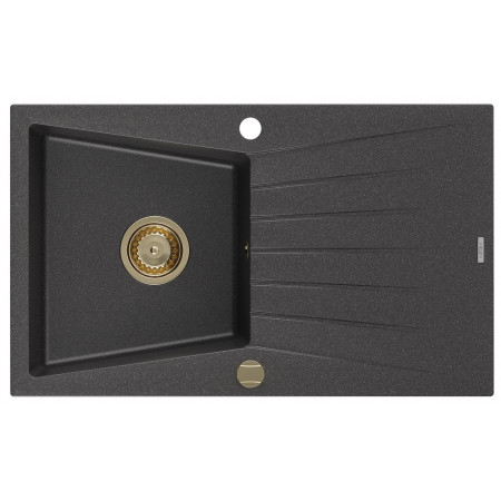 Гранітна кухонна мийка MEXEN CESAR BLACK GRANITE + сифон GOLD