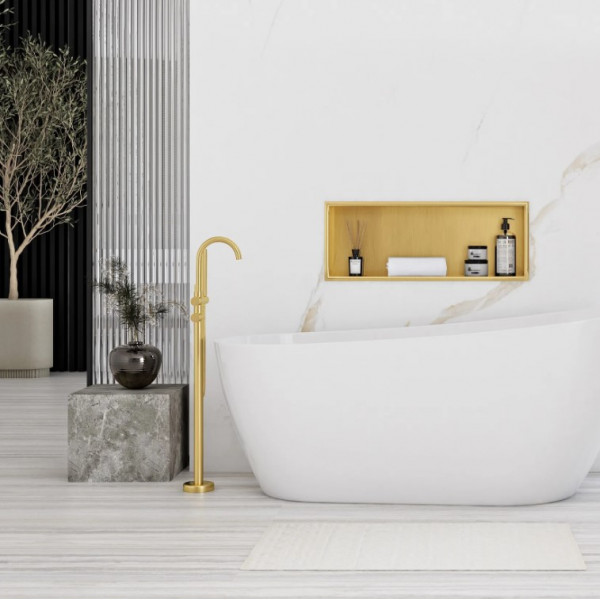 Встраиваемая полка REA 30X60 BRUSHED GOLD с ободком