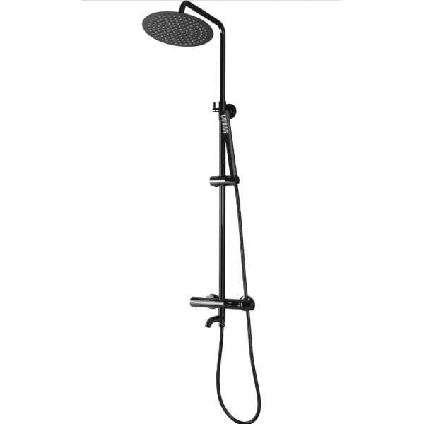 Душевой гарнитур REA LUNGO BLACK GLOSSY с термостатом и изливом
