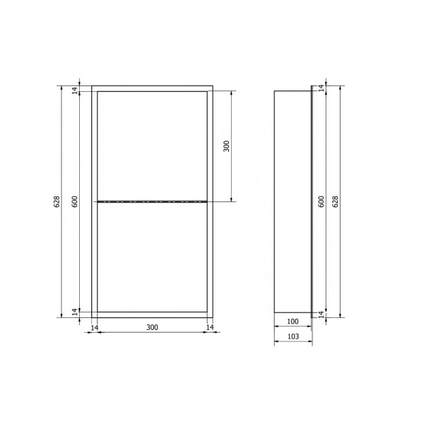Вбудована полиця MEXEN X-Wall-R 60x30 INOX з обідком