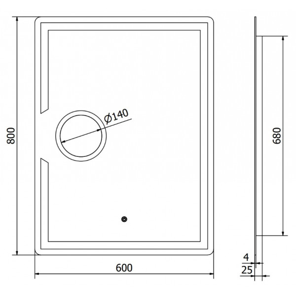 Дзеркало MEXEN ONYX 60x80 LED прямокутне