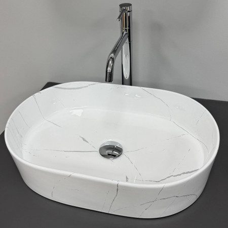 Умывальник (раковина) VBI VERONA 50 MARBLE WHITE GLOSSY накладной