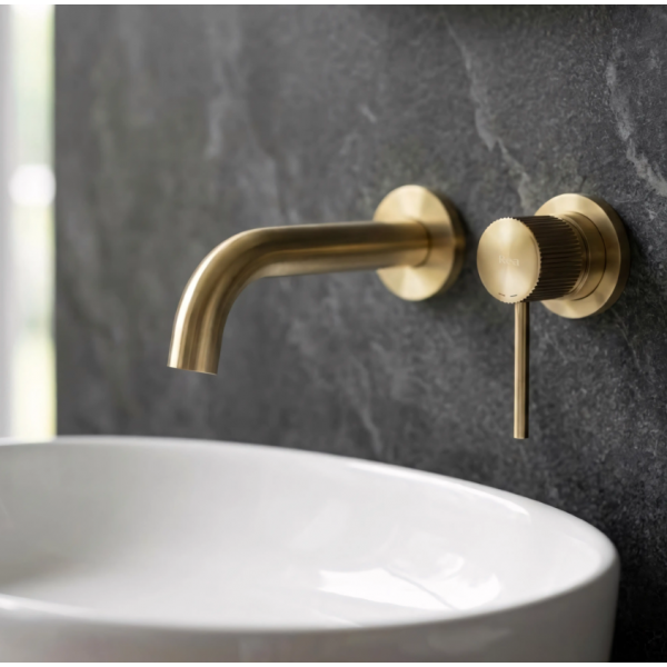 Смеситель для раковины REA LUNGO STRIPE BRUSHED GOLD + BOX скрытого монтажа