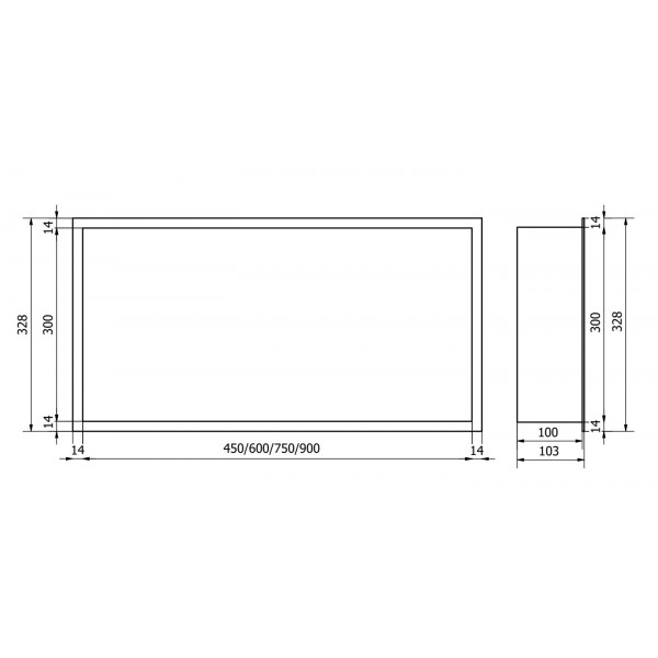 Вбудована полиця MEXEN X-Wall-R 45x30 INOX з обідком