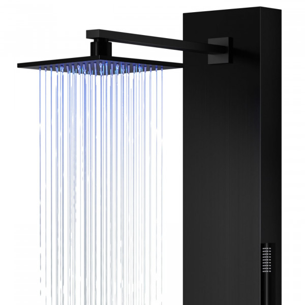 Душова панель CORSAN NEO BLACK LED з виливом та термостатом
