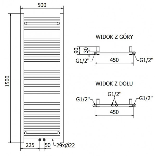 Сушка для рушників MEXEN MARS 150х50 WHITE 600W електрична