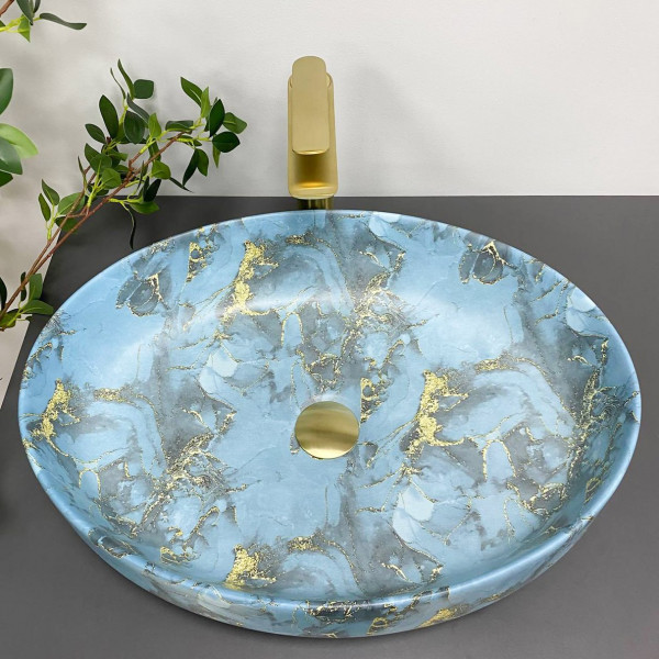 Умывальник (раковина) VBI UDINE MARBLE BLUE MATT накладной