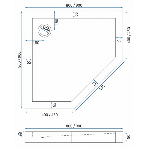 Душевой поддон REA DIAMOND 90x90 WHITE