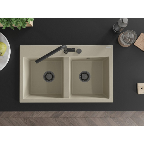 Гранітна кухонна мийка MEXEN HEKTOR BEIGE + сифон BLACK