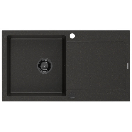 Гранітна кухонна мийка MEXEN LEO BLACK GOLD + сифон BLACK
