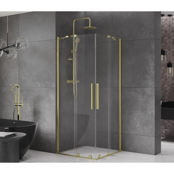Душова кабіна MEXEN VELAR DUO 100х100 BRUSHED GOLD