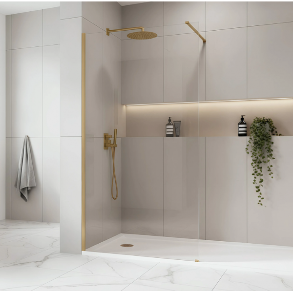 Душевая стенка REA FLEXI 140 TRANSPARENT BRUSHED GOLD