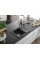 Гранітна кухонна мийка MEXEN ENZO BLACK GRANITE + сифон CHROME