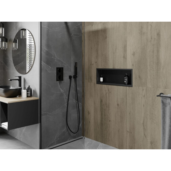 Вбудована полиця MEXEN X-Wall-R 60x20 BLACK з обідком
