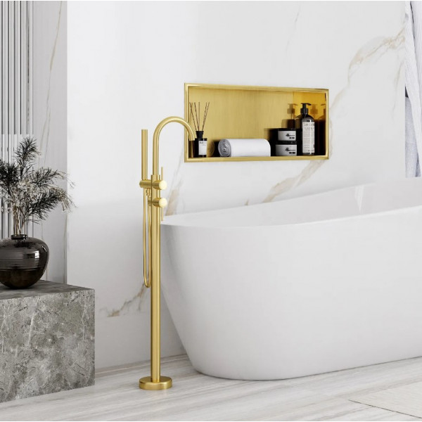 Встраиваемая полка REA 30X60 BRUSHED GOLD с ободком