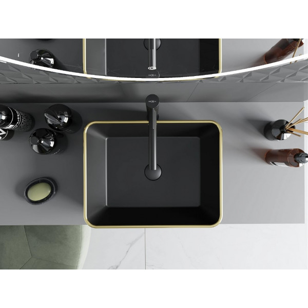 Умивальник (раковина) MEXEN CATIA BLACK MATT DIAMOND GOLD накладний