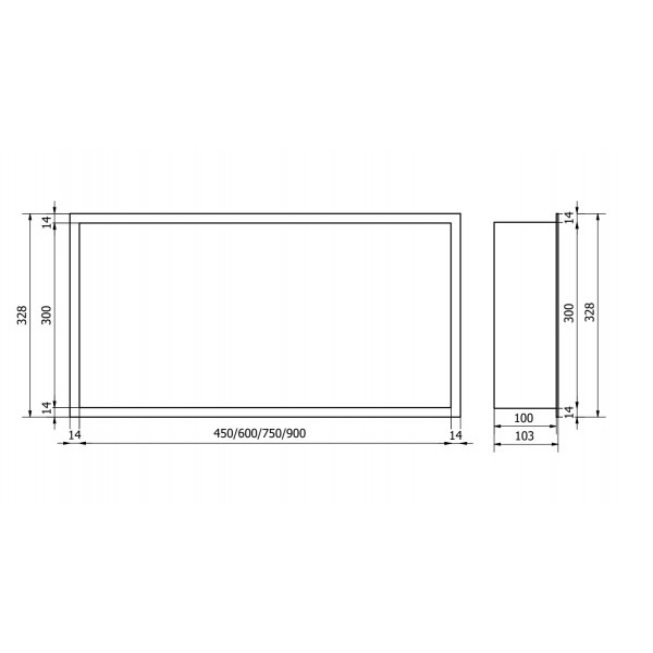 Вбудована полиця MEXEN X-Wall-R 90 WHITE з обідком