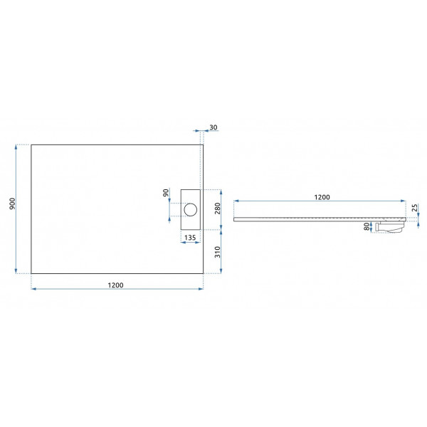 Душевой поддон REA BAZALT 90x120 WHITE