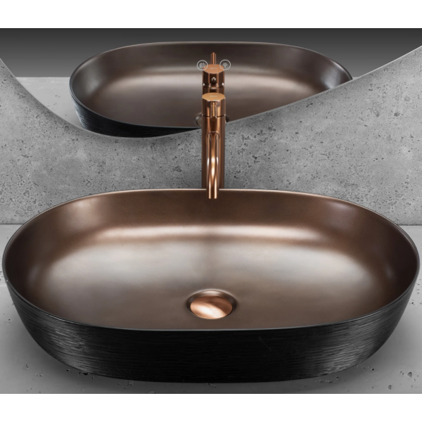 Умывальник (раковина) REA CLEO 61 BLACK BRUSHED COPPER накладной