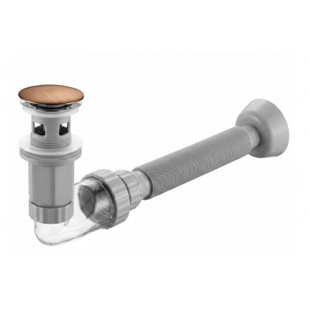 Мебельный сифон REA FLOW + CLICK-CLACK BRUSHED COPPER универсальный