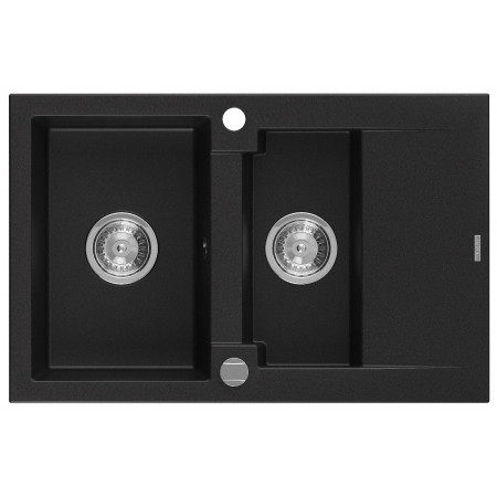 Гранітна кухонна мийка MEXEN GASPAR BLACK + сифон CHROME