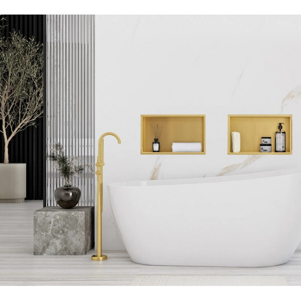 Встраиваемая полка REA 30X45 BRUSHED GOLD с ободком