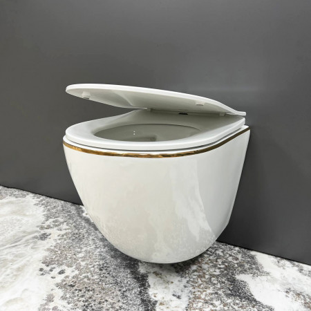 Подвесной унитаз VBI VULCANO WHITE GOLD EDGE