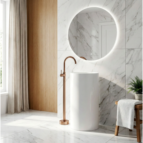 Смеситель для раковины REA LUNGO BRUSHED COPPER напольный