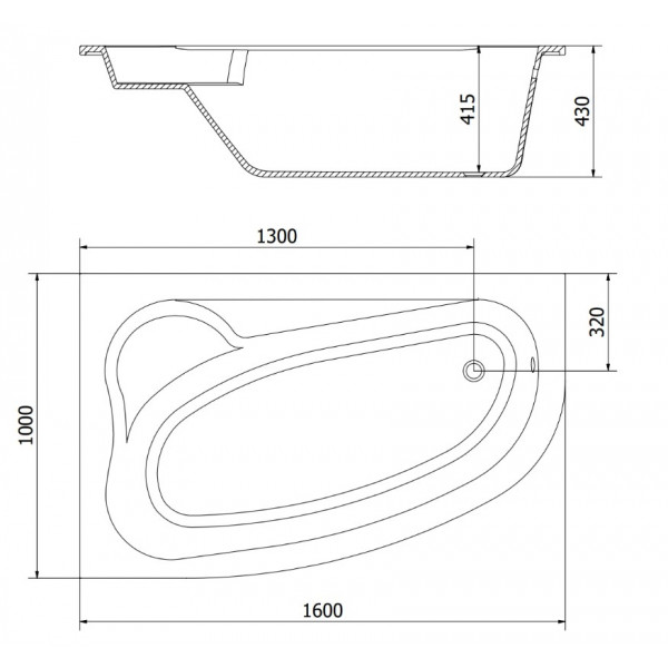 Ванна кутова MEXEN WESTA 160x100 WHITE акрилова ліва