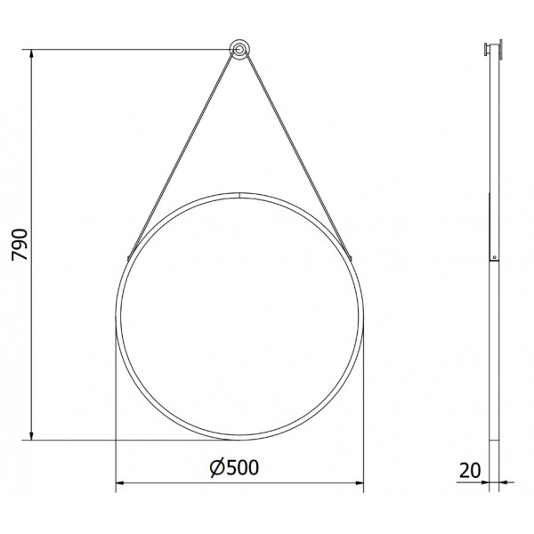 Дзеркало MEXEN STRING 50 BLACK кругле