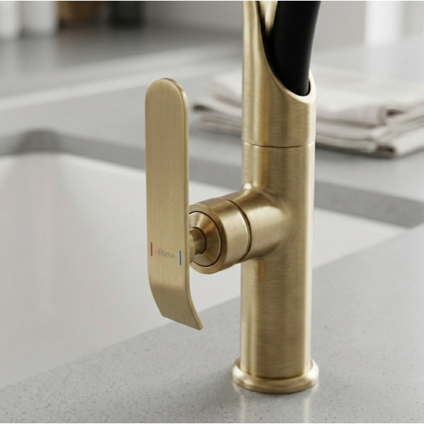 Смеситель для кухни REA CASTOR BLACK BRUSHED GOLD