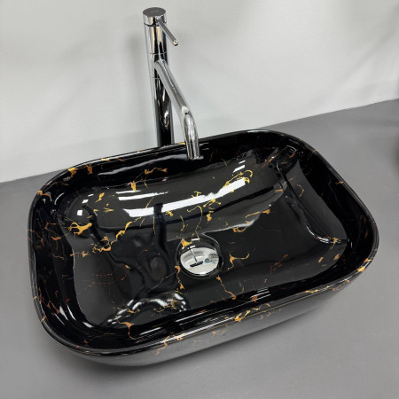 Умывальник (раковина) VBI RAVENNA BLACK LIGHTNING GLOSSY накладной