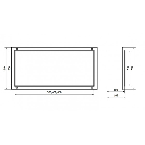 Вбудована полиця MEXEN X-Wall-NR 30x20 INOX без обідка